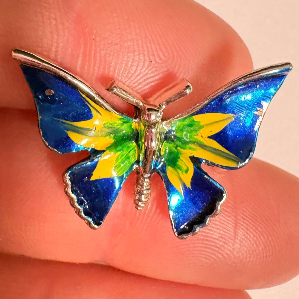 Vintage enameled Colorful Butterfly Brooch